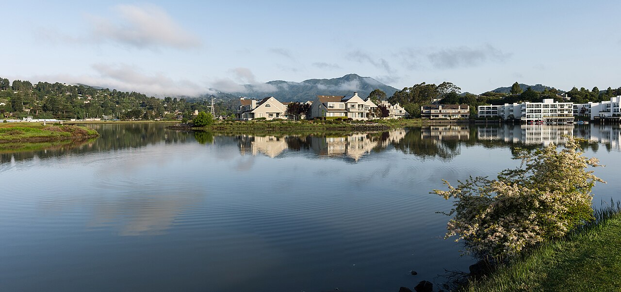 Early morning fog over Mill Valley, as seen from Pickleweed Inlet, Richardson Bay on May 15, 2012.