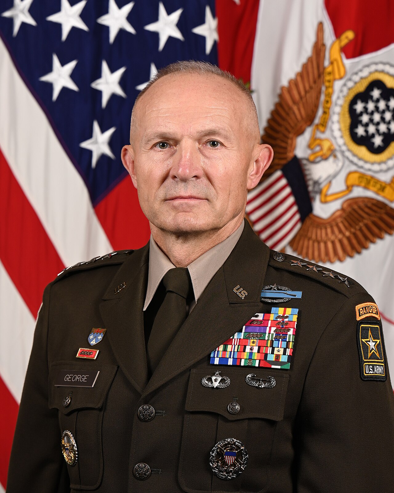 U.S. Army Gen Randy A. George, 41st. Chief of Staff for the Army, poses for his official portrait in the Army portrait studio at the Pentagon in Arlington, Va., Oct.03, 2023.  (U.S. Army photo by Will