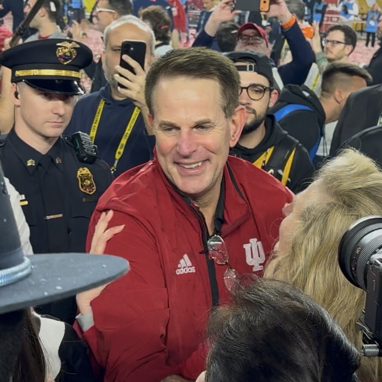 Curt Cignetti, head coach of the Indiana Hoosiers, at the post-game press conference in Hard Rock Stadium after the 2026 College Football Playoff National Championship versus the Miami Hurricanes.