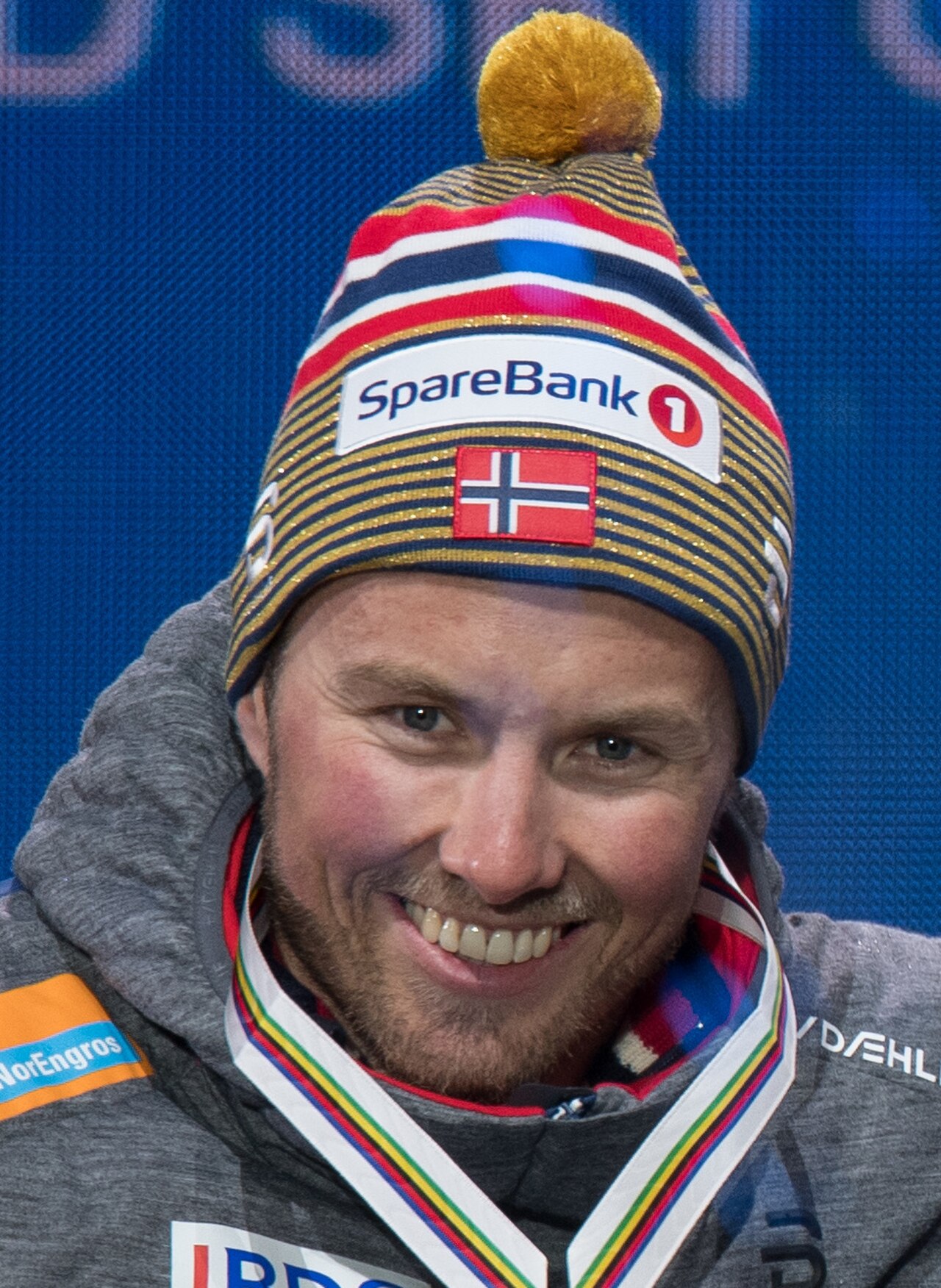 FIS Nordic World Ski Championships Seefeld 2019 - Medal Ceremony at the Medal Plaza. Picture shows Emil Iversen (NOR).