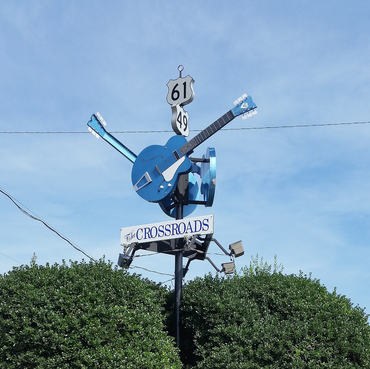 Crossroads sign in Clarksdale, Mississippi