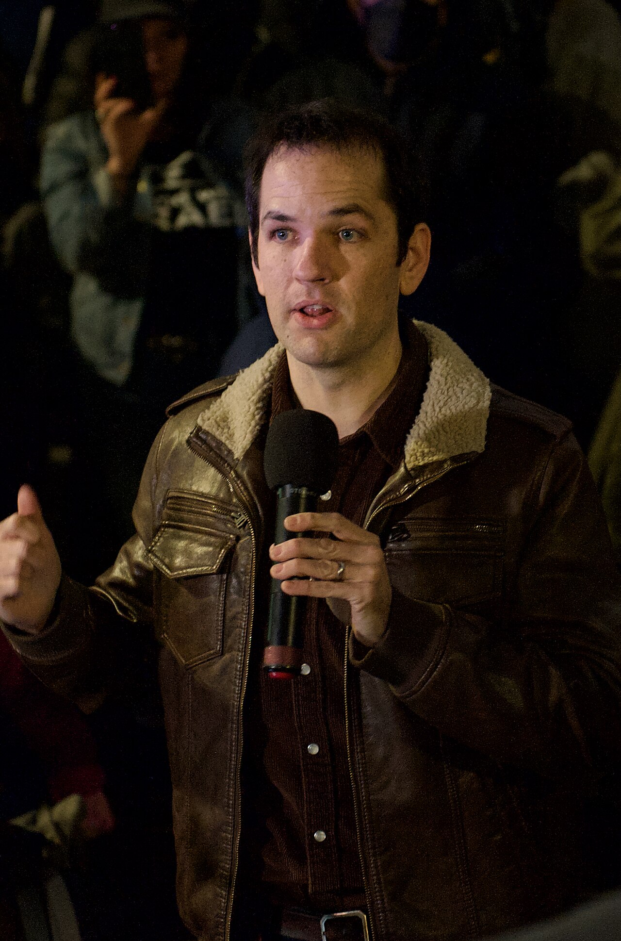 Ezra Levin, co-founder of Indivisible, at the Treasury Building protest