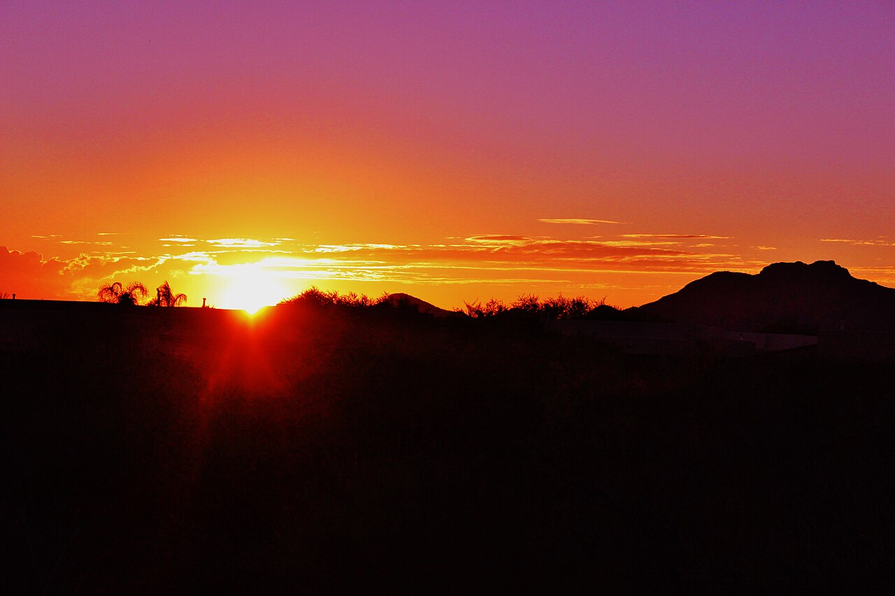Tuscon Arizona Desert Sunset Over Mountains