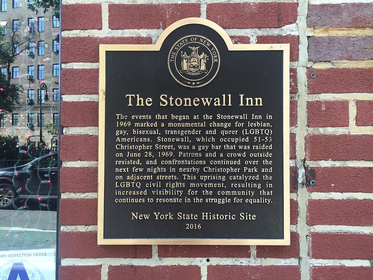 The plaque at the Stonewall Inn.